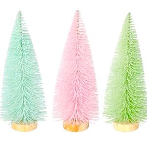 🎀 3X PASTEL GLITTER BOTTLE BRUSH TREES 🎀